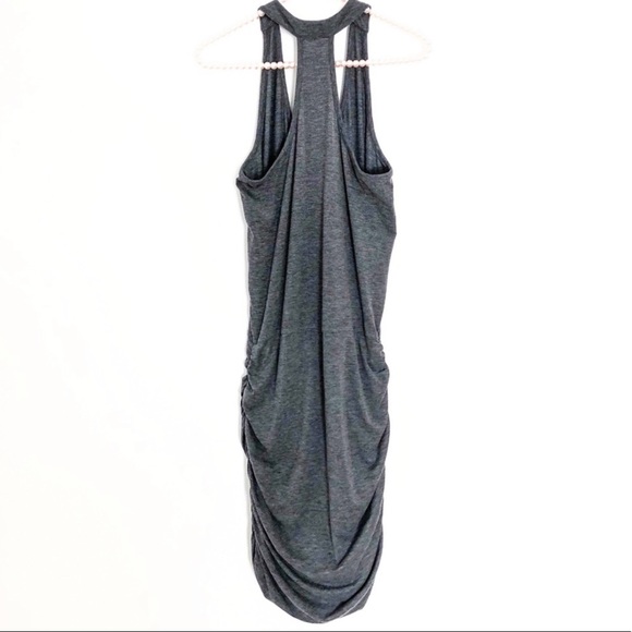 {ATHLETA} Gray Tee Racerback Ruched Dress Medium - Picture 5 of 9